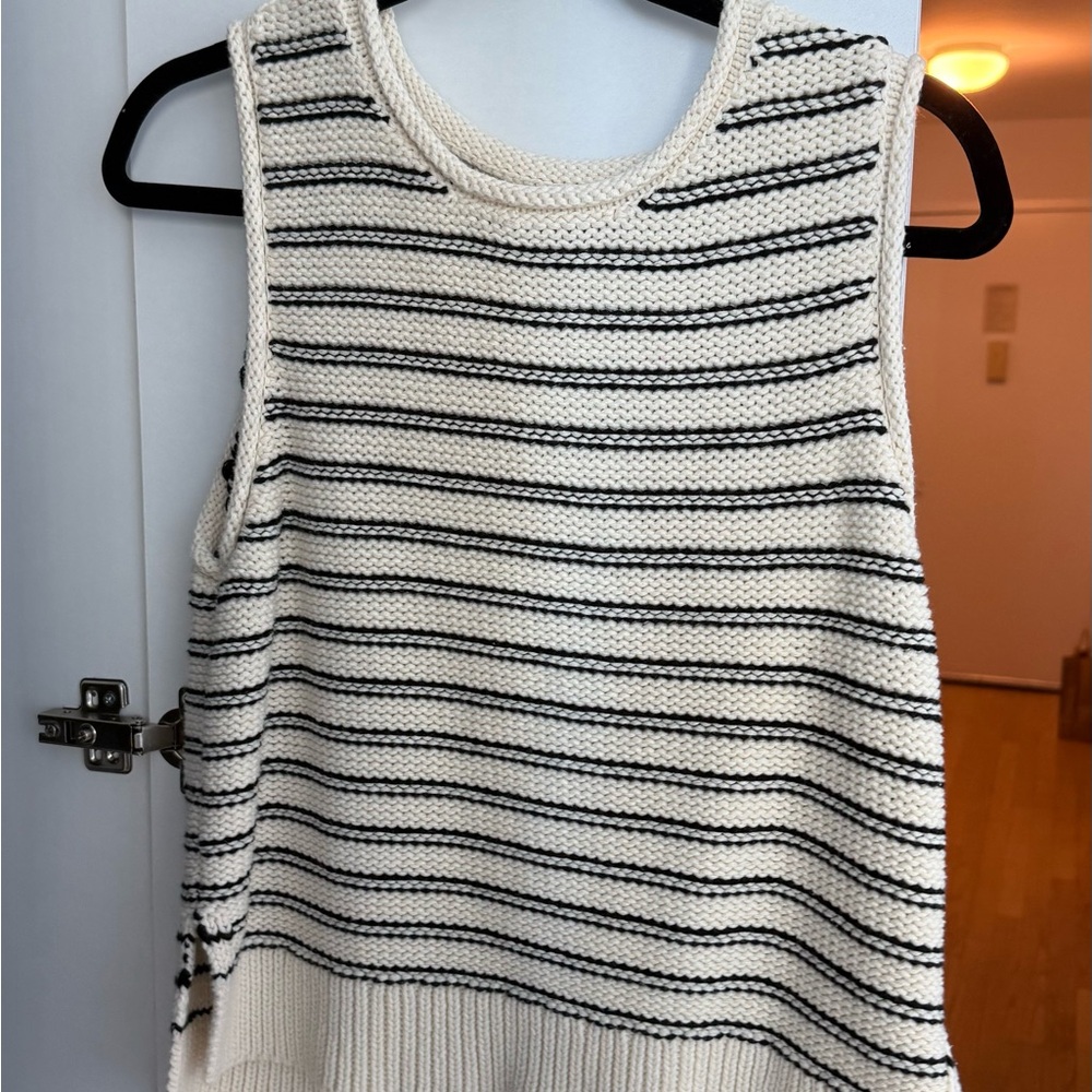 Lucky Brand Black and White Striped Sweater Vest